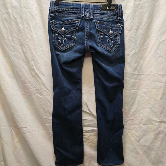 Rock Revival Chrissie Boot bootcut jeans size 30 low rise flap pocket distressed - Picture 8 of 16